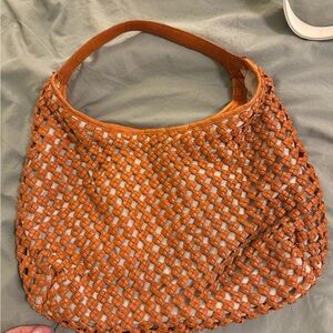 Woven Tan hobo shoulder bag